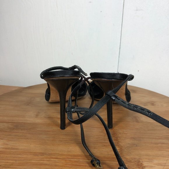 Gucci Heels Womens 38C US 7.5 Black Stilettos Ankle Strap Shoe Event Pointed Toe - Picture 7 of 15